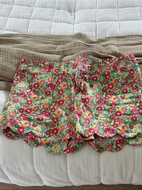 Lilly Pulitzer Pink Multi Floral Scallop-Hem High-Waist Shorts